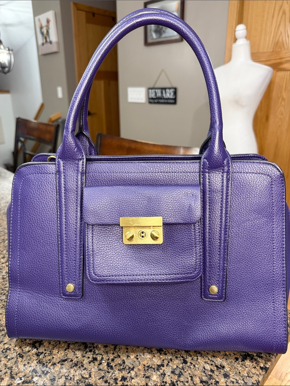 3.1 Phillip Lim for Target Purple Leather Top-Handle Satchel with Gold Hardware